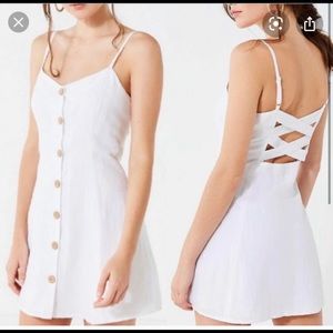 UO White Linen Mini Dress